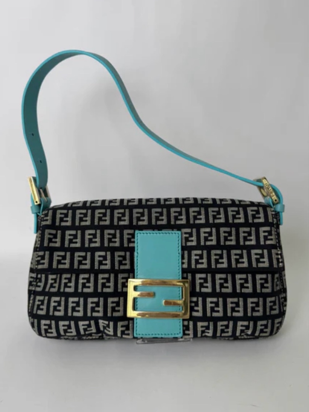 Fendi Zucca Baguette with Blue Strap - Vintage